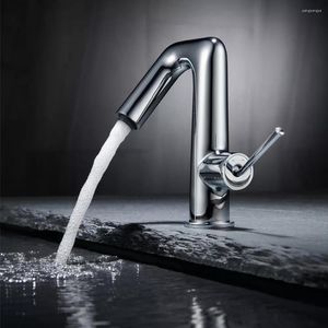 Bathroom Sink Faucets Luxury Artistic Brass Faucet Modern Good Quality Copper Basin Mixer Tap One Handle Hole Cold Water