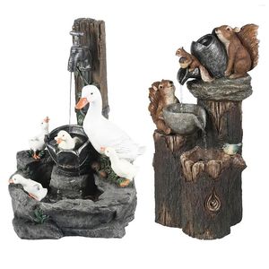 Decorações de jardim estátua de animal com luzes de água LED Squirrel Squirrel Resina Criativa Escultura ao ar livre