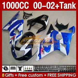 Suzuki GSXR-1000 GSX R1000 GSXR 1000 CC 00-02 BODY 155NO.23 Blue Factory 1000CC GSXR1000 K2 00 01 02 GSX-R1000 2001 2002 2002 2002インジェクルモールモールモールフェイリングのOEMフェアリングスタンク