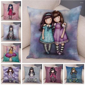 Pillow Lovely Little Girls Cover Decor Cute Cartoon Child Pattern Pillowcase For Sofa Home Super Soft Short Plush Case