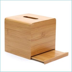 Caixas de tecidos guardanapos de bambu de bambu simples sala de estar para o cartucho dom￩stico para uso de desktop criativo entrega 2021 em casa yydhome dh9ug