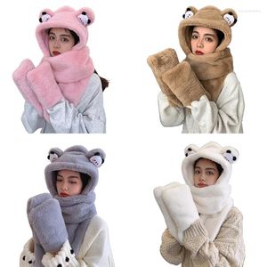 Basker mode vinter varm söt söt panda öronlock plysch hatt födelsedag present vindsäker skydd tecknad halsduk handskar
