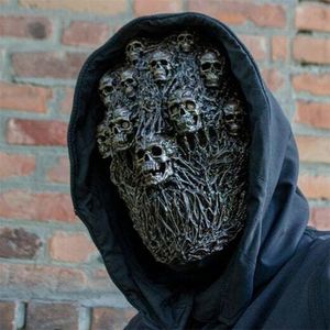 Maschere per feste Teschio a vapore Halloween Realistico Lattice Full Face Creepy Head Copricapo Decorazione horror 220921