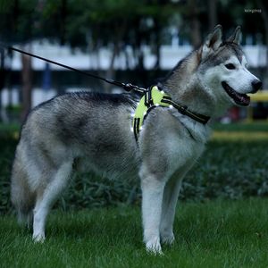 犬の首輪ペットハーネスベスト調整可能なLEDカラーリーシュペット安​​全性の点滅小さな大きな犬のための速いリリース