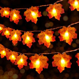 Party Decoration Fall Lights Battery Operated Garland med 10ft 20 LED Maple Leaves String inomhus utomhus Thanksgiving Fo Packing2010 AMJNC