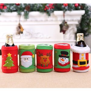 Christmas Decorations Creative Brushed Fabric Beverage Bottle Cover Wine Coke Soda Protective