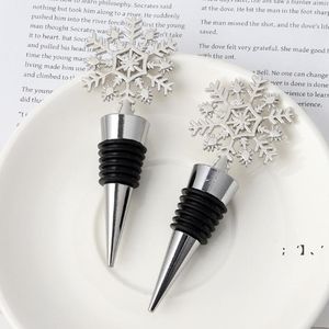 Bar Tools Winter Wedding Favors Silver Finished Snowflake Wine Stopper with Simple Package Christmas Party Decoratives GCB15665