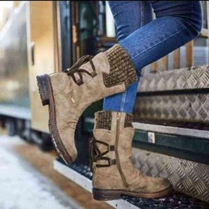 Botas 2022 Women Boots Inverno Sapatos de bota de meia calça de beleza de moda de moda de neve de camurça alta Botas Zapatos de Mujer Y2209