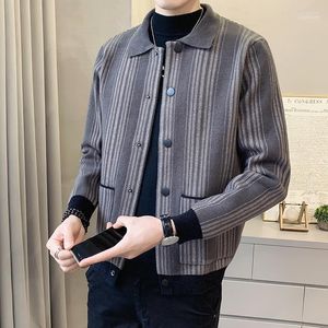 Men's Sweaters Men's Sweater Cardigan Men 2022 Autumn And Winter Casual Striped Jacket Gray