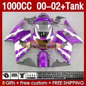 Injektionsm￤ssa tank f￶r Suzuki GSXR 1000 CC 1000cc K2 00-2002 BODY 155NO.121 GSX-R1000 GSXR-1000 GSXR1000 00 01 02 GSX R1000 2001 2002 2002 OEM FAIRING VIT PURPLE