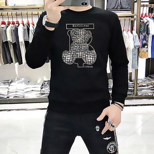 Men's sweater Hoodies Autumn Winter New Heavy Craft Bear Printing Design Luxurious Long Sleeve Top Male Pullover Man Colorful Clothing M-4XL