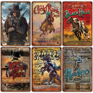 Metal Painting New western cowboy retro tin painting Bar background wall wrought iron frameless decorative painting Living Room Home decor 20X30cm