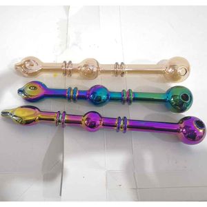 Plating Glass Oil Burner Pipe Spray Color 2 Ball 20cm Length Big Ball pyrex Cigarette Bong Water Pipes Multiple Colors For Bubblers Hookahs Bongs Rigs