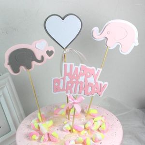 Forniture festive Elefante Love Heart Star Cake Topper Inserto per feste di compleanno Decorazione acrilica Decorazione di nozze