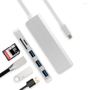 5-in-1 Typ-C HUB Aluminium Legierung USB-C Adapter USB 3,0 Port SD Kartenleser Für XPS 13 12 15 XPS13 XPS12 XPS15 G3 G7 Laptops