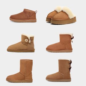 Designer stövlar korta australien snö tossor kvinna tjock botten fluffig varm australisk boot bowtie vinter lyxiga skor