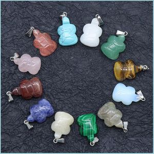 Charms Fubaoying Carved Gemstones Animals Charms Turtle Pendant Crystal Rose Quartzite Necklace For Jewelry Making C3 Dr Dhseller2010 Dhnyg