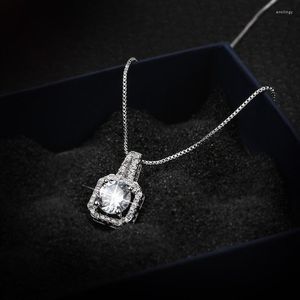 Lockets Sterling Silver S925 Diamonds Necklaces Pendants For Women Christmas Square Wedding Office/career Fine Jewelry