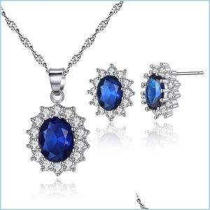 Pendant Necklaces Kate Princess Marriage Jewellery Set Oval Zircon Necklace Earrings Jewelry Sets C3 Drop Delivery 2021 N Dhseller2010 Dhoa6