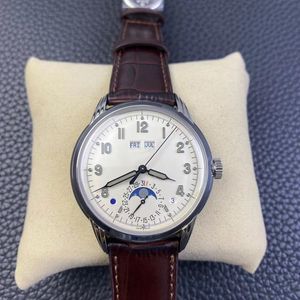 GR 공장 5320 복잡한 기능 비즈니스 시계 324 S Q 자동 체인 와인딩 운동 40mm 가죽 스트랩 사파이어 크리스탈 유리