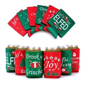 Maniche per birra di Natale Forniture per feste Campeggio Can Cup Soda Cover Neoprene Drink Cooler Bottiglia portatile Custodia da esterno per feste di matrimonio Compleanno