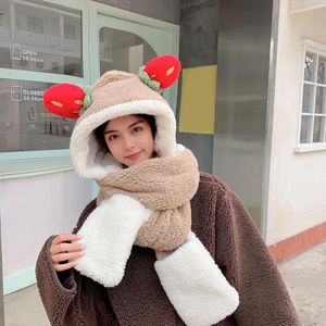 Berets Winter Mens Hats Hunting Accessories Women Slouchy Knit Warm Cute Strawberry Wool Cap Scarf Ear Trapper Hat