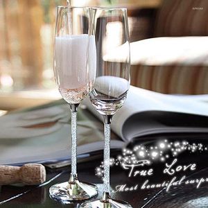 Kieliszki do wina pc zestaw luksusowy kryształowy diament szampan kubek kubek szklany romantyczny ślubny pudełko na przyjęcie naczynia napojów