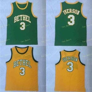 Sj Allen Iverson Jersey 3 Men Bethel Basketball Iverson High School Jerseys Green White Grey Yellow Black