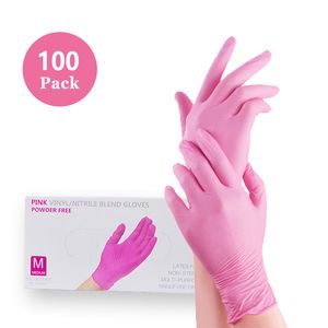 100 st rosa nitril engångshandskar pulverfri för inspektion Industriell laboratorium och stormarknad