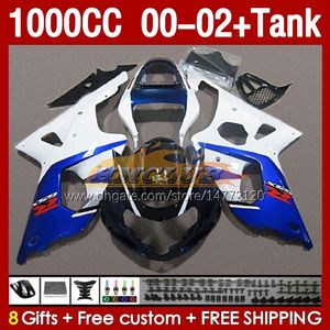 OEM Zbiornik Fairings dla Suzuki K2 GSXR-1000 GSXR 1000 CC GSXR1000 00 01 02 Body 155NO.42 GSX R1000 GSX-R1000 2001 2002 2002 1000cc 00-02 Otrzymanie Former Felg Blue Blue Stock Stock