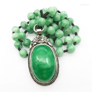 H￤nge halsband verkliga jade naturliga jaditgr￶na smycken halsband g￥va till v￤nner sterling silver