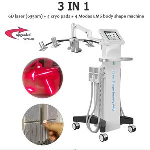 Lipolaser professionale 6D Macchina dimagrante EMS Cryo Pads Slim Fat Removal Diode Laser 635nm Red perdita di peso Cavitazione forma del corpo skinTighten Ridurre la cellulite