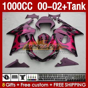 Injection Fairings &Tank For SUZUKI GSXR 1000 CC 1000CC K2 00-2002 Body 155No.161 GSX-R1000 GSXR-1000 GSXR1000 00 01 02 GSX R1000 2001 2002 2002 OEM Fairing purple flames