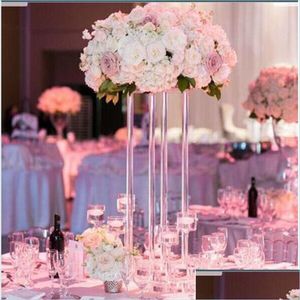 Party Decoration Wholesale Acylic Floor Vase Clear Flower Table Centerpiece Marriage Modern Vintage Floral Stand Columns Weddi Bdebag Dhws2