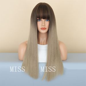 Cosplay Synthetic Wigs With Bangs Long Straight Colored Wig Wholesale Fashion Wigs For Women Daily Use