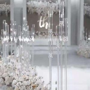 Estilo de decoração do partido 118 cm de altura de acrílico clear cenas de casla de casamento Crystal 5 Arms Candelabra para e Mariage