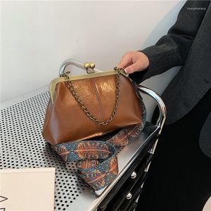 Abendtaschen Trendige Marke Designer Retro Clip Handtaschen und Geldbörse Frauen Schulter Umhängetasche 2022 Veganes Leder Damen Messenger