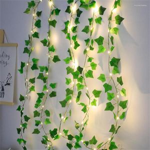 Strings Artificial Ivy Leaf Vine Christmas String Light Battery Maple Fairy Greenery Bedroom Background Wall Decor Garland