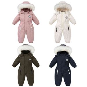 Kläduppsättningar C Vinter babykläder förtjockar varma snöar för baby flicka pojke huva jackor vattentäta skidräkter barnrockar ytterkläder w220922