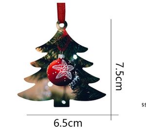 Sublimation MDF Christmas Decorations Wooden DIY Single Side Sub Ornaments Heat Transfer Santa Claus Tree Pendant Home Party Gifts by sea RR