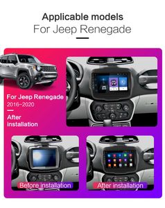 블루투스 와이파이 9 인치 자동차 비디오 라디오 MP3 / MP4 플레이어 플레이어 GPS 네비게이션 Jeep Renegade-2016