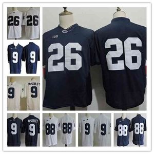 Wskt Cheap Men's Penn State Nittany College Football Maglie 26 Barkley 9 Trace McSorley 88 Gesicki 2 Marcus Allen Navy White Stitched PSU Shirts