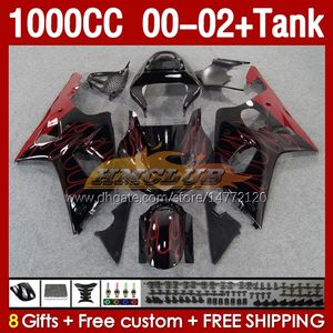 スズキGSXRの注射フェアリングスタンク1000 cc 1000cc k2 00-2002ボディ155no.63 GSX-R1000 GSXR-1000 GSXR1000 00 01 02 GSX R1000 2001 2002 OEM FAIRING RED FLAMES RED FLAMES