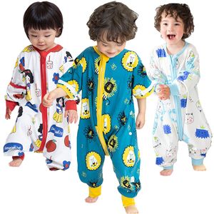 Pyjamas vår sommar tunna muslin sovsäck baby mjuk andas tecknad barn pojke split ben sömnkläder 1 12 år barnkläder 220922