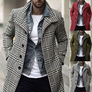 Cappotto lungo da uomo in piumino tinta unita stile britannico Cappotto di lana caldo alla moda Parka invernale di alta qualità Capispalla maschile