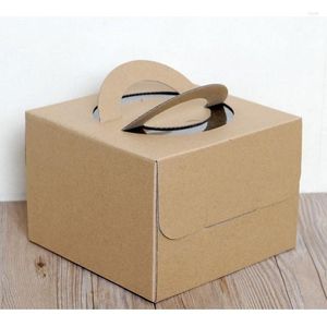 Party Supplies 10pcs/lot Kraft Paper Corrugated Portable Birthday Cake Box 4/6/8/10/12/14 Inch Single Tile Mousse Pastry Packaging