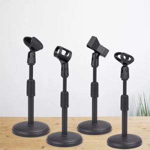 Microphone Stand Upgraded Adjustable Table with Base Micro Microphone Holder Mic Clip for Podcasts Singing