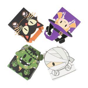 Halloween Trick or Treat Boxes Goodie Bag Gift Box with Handle Candy Container Halloween Party Treat Favors Decoration MJ0826