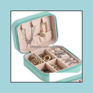 Smyckeslådor Rose Mint Blue Mini Jewelry Box för örhängen Portable Halsband Lagring Presentlådor Kvinnor Rese Girls Holder Cas Bdedome Dhzna