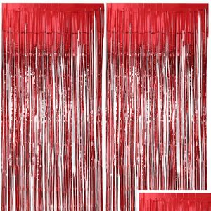 Dekoracja imprezy strażak urodzinowy Tacdrops Metallic Tinsel Curtain Firefighter Świąteczny ślub Baby Shower Chrześci